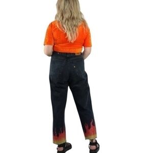 Zara Painted Flame Black Highrise Jeans
